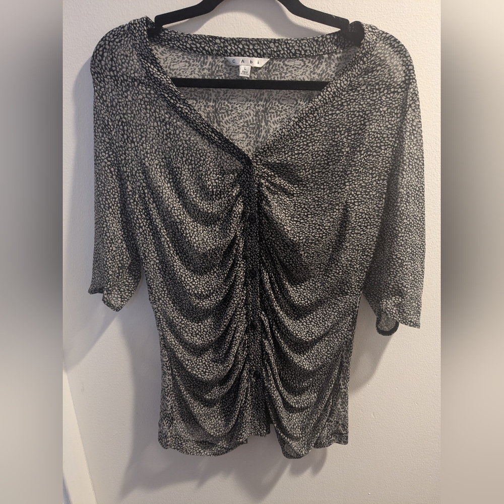 CAbi Monochrome Ruched Blouse